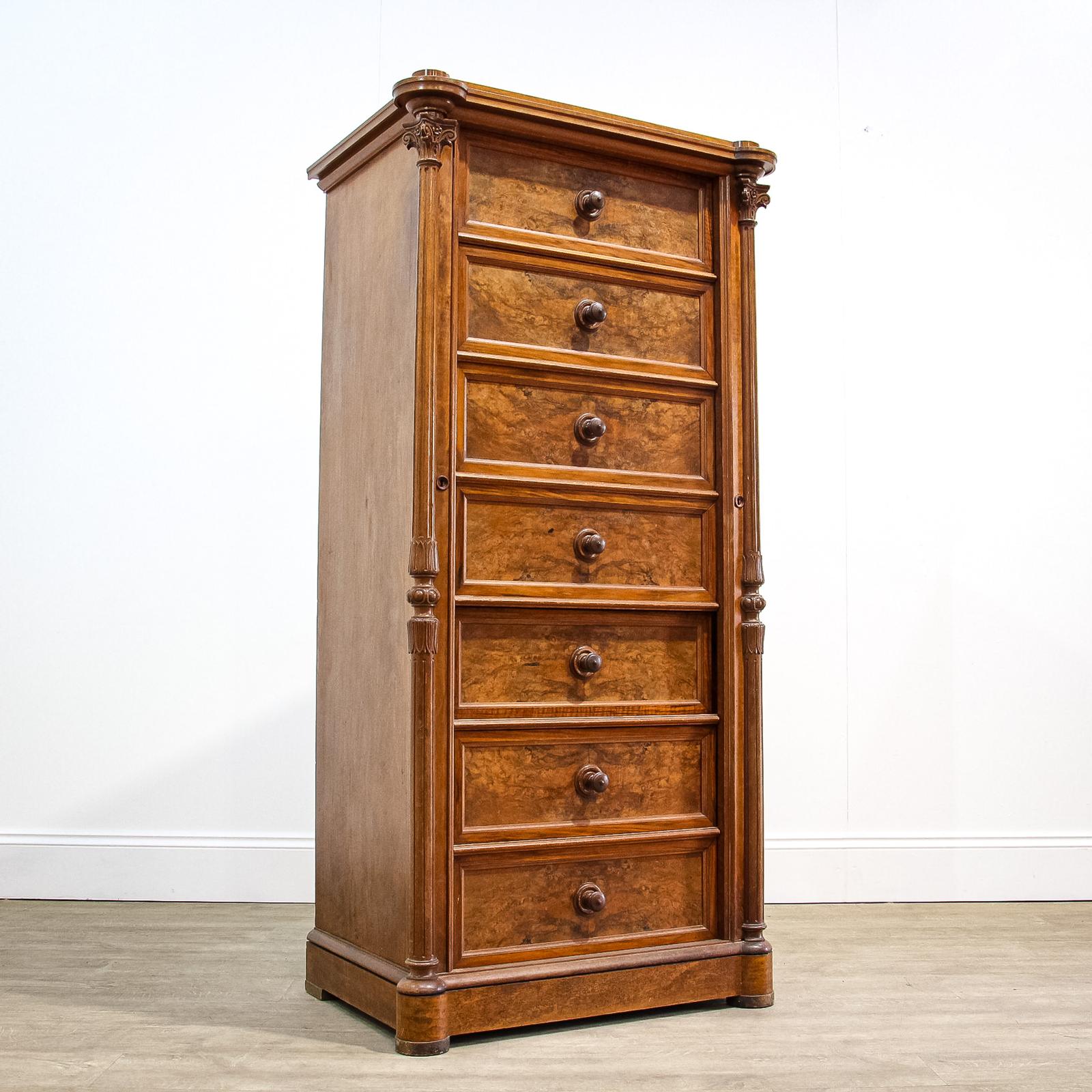 Swedish 7 Drawer Tall Wellington Style Carved Chest (1 of 11)