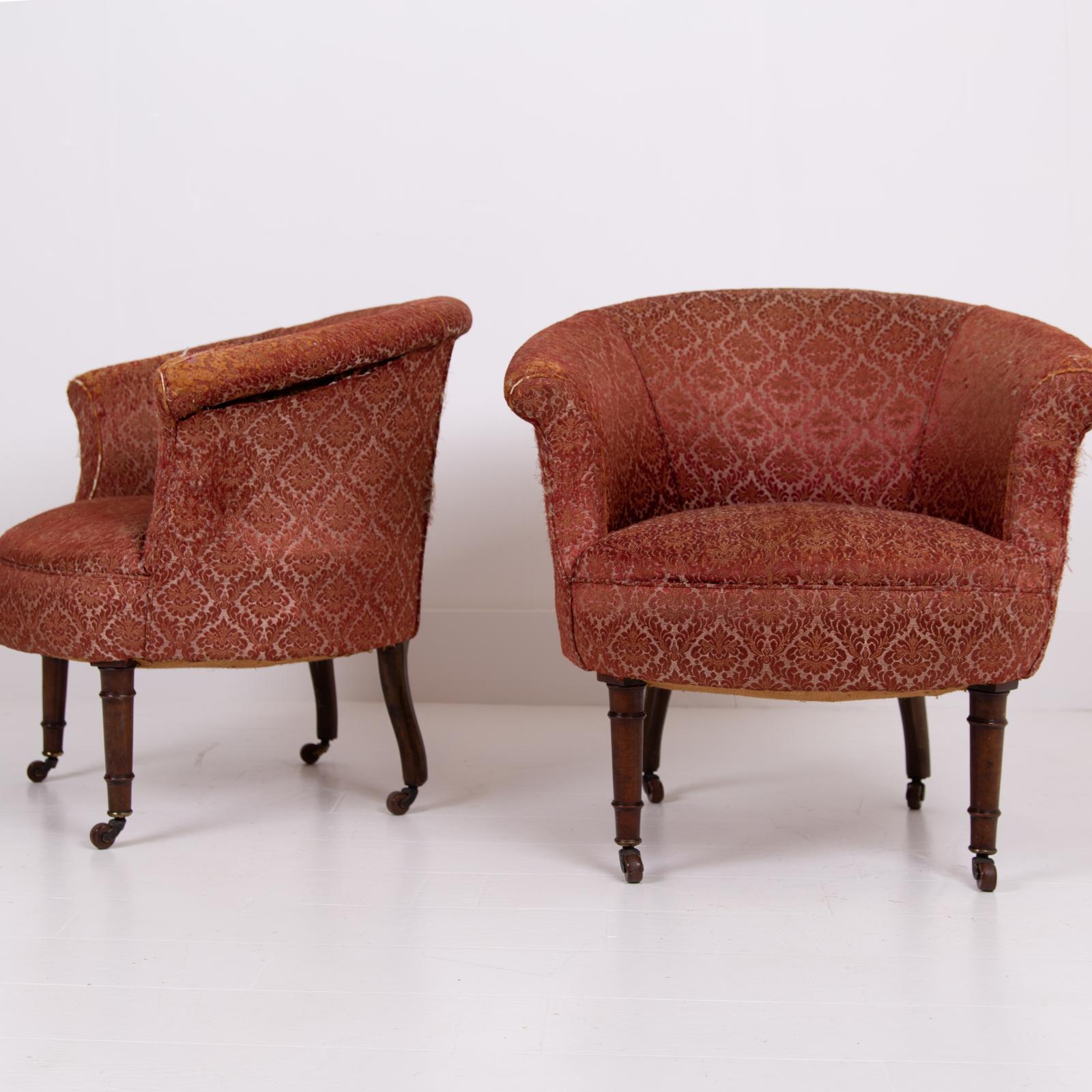 Delightful Pair of Antique Tub Chairs For Re-upholstery c.1870 (1 of 12) Delightful Pair of Antique Tub Chairs For Re-upholstery c.1870 (1 of 12)