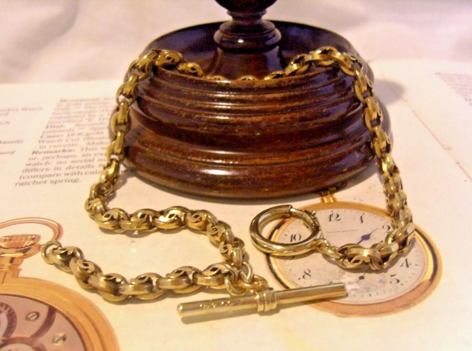 Pocket Watch Chain Victorian Large Brass Fancy Albert 1890s By Eml Co 29.5g (1 of 11)