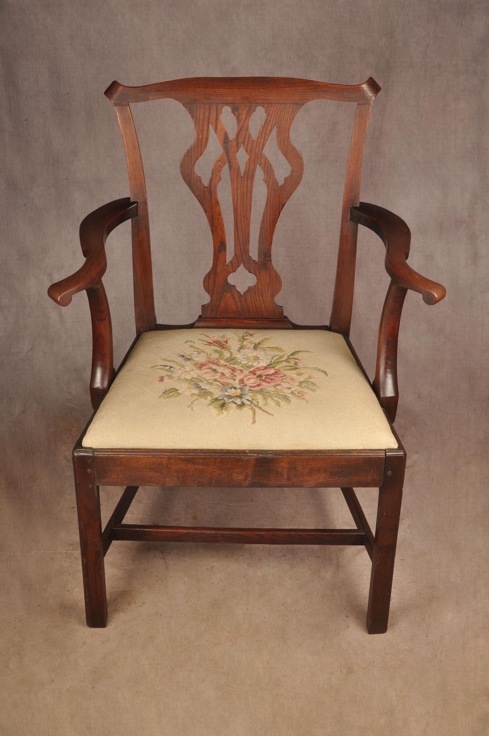 18th Century Elm Country Chippendale  Armchair (1 of 9)