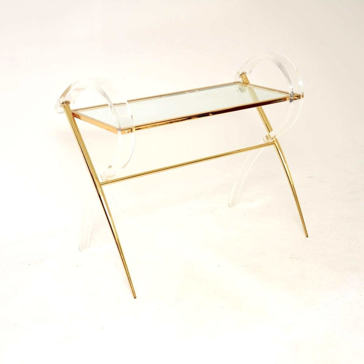 Vintage Italian Lucite and Gold Finish Console Table (1 of 10) Vintage Italian Lucite and Gold Finish Console Table (1 of 10)