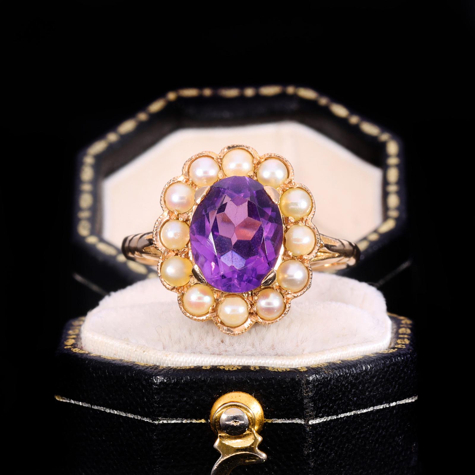 The Vintage Amethyst And Pearl Cluster Ring (1 of 9)