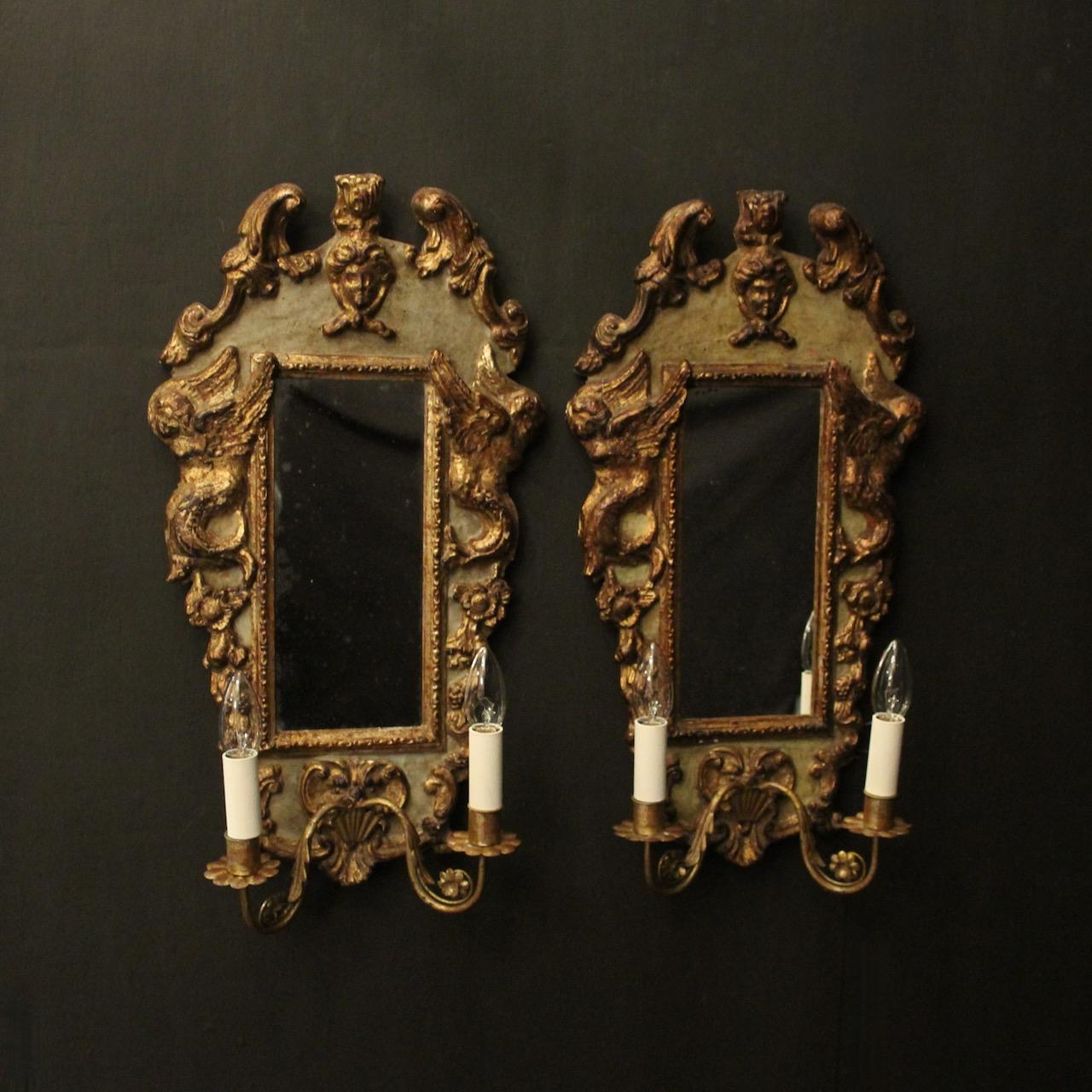Florentine Pair of Giltwood Antique Girandoles (1 of 10)
