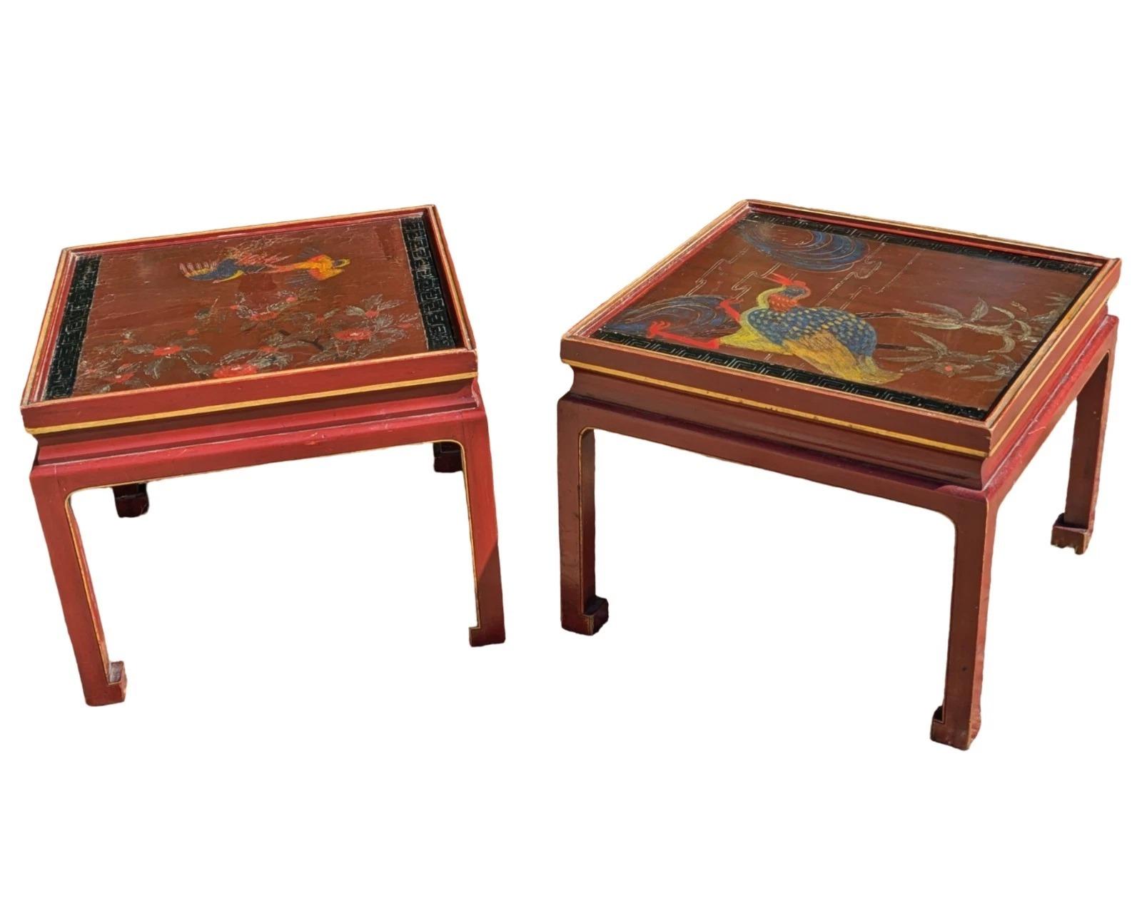 Antique Pair Chinese Lacquered Side Tables (1 of 10) Antique Pair Chinese Lacquered Side Tables (1 of 10)