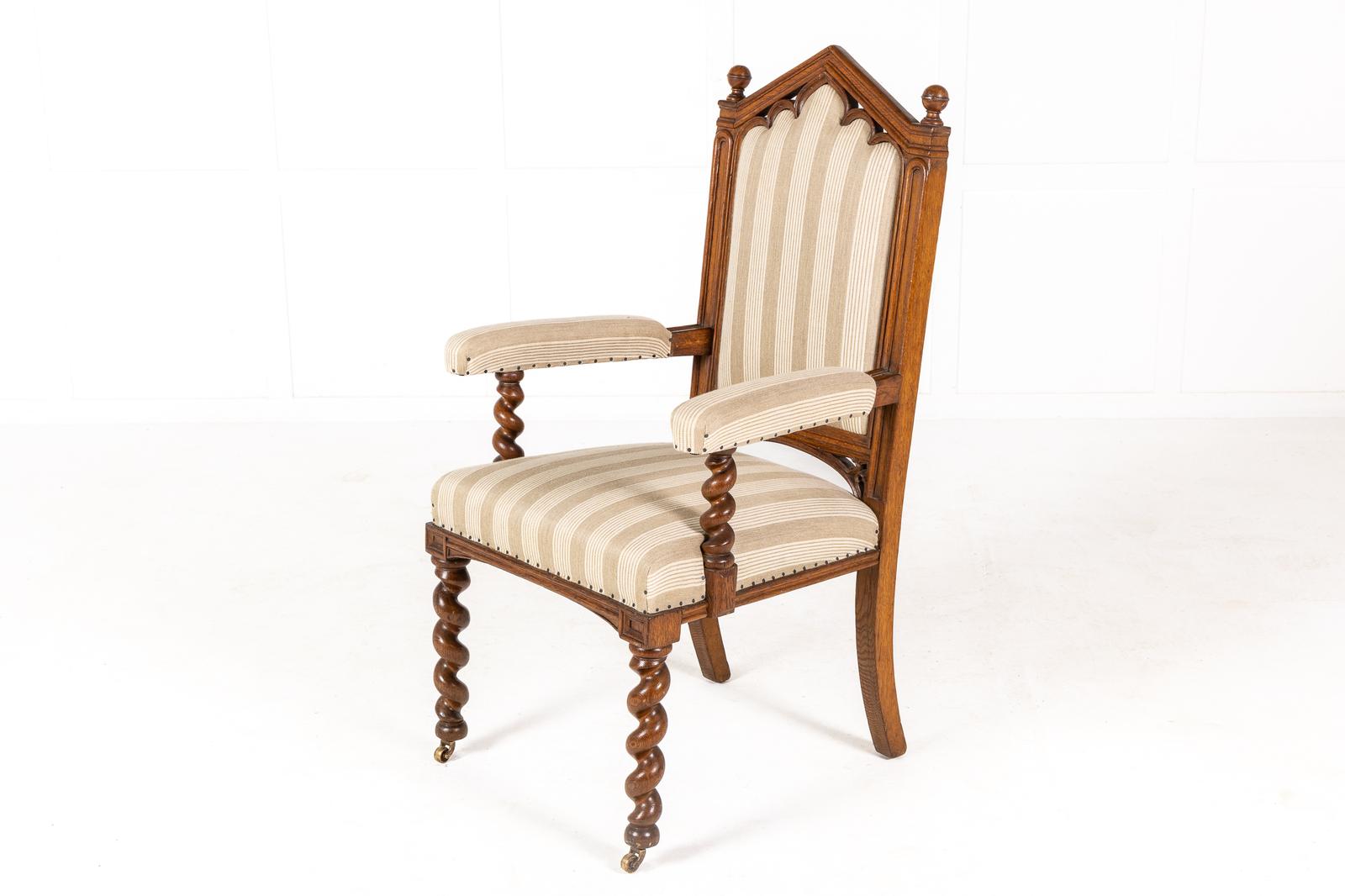 19th Century English Gothic Oak Armchair (1 of 9)