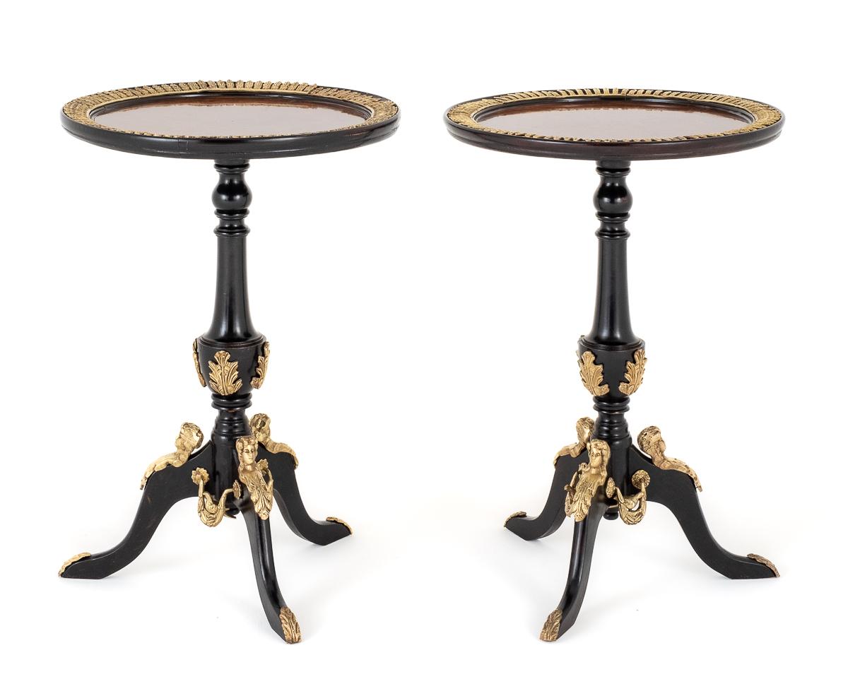 Unusual Pair of French Ebony & Gilt Wine Tables (1 of 6)
