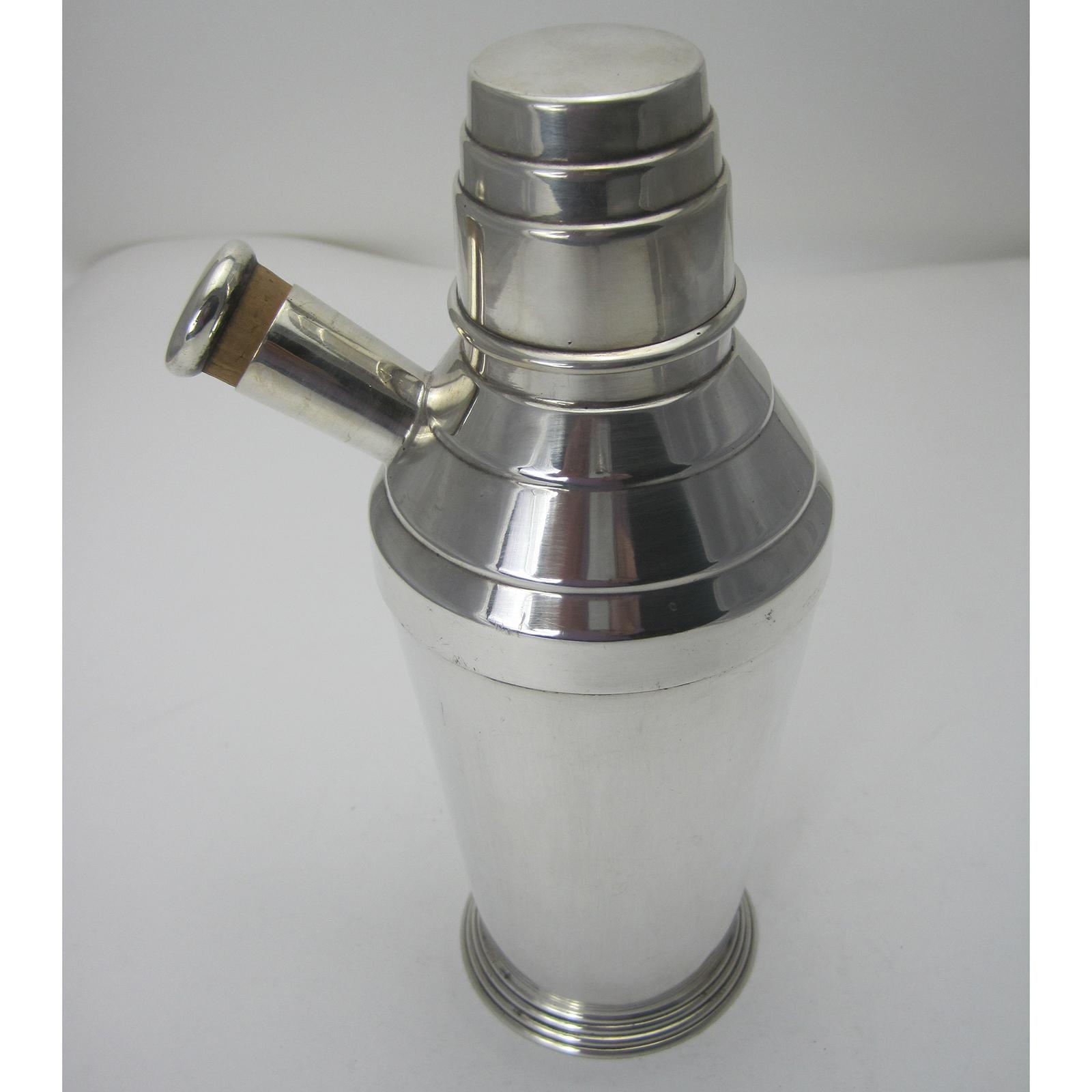 Stylish English Art Deco Style Silver Plate Cocktail Shaker (1 of 3)