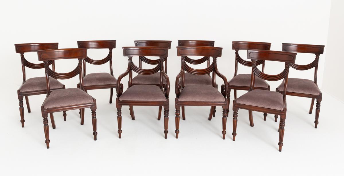 Set of 10 (8 + 2) Mahogany Regency Revival Dining Chairs (1 of 11) Set of 10 (8 + 2) Mahogany Regency Revival Dining Chairs (1 of 11)