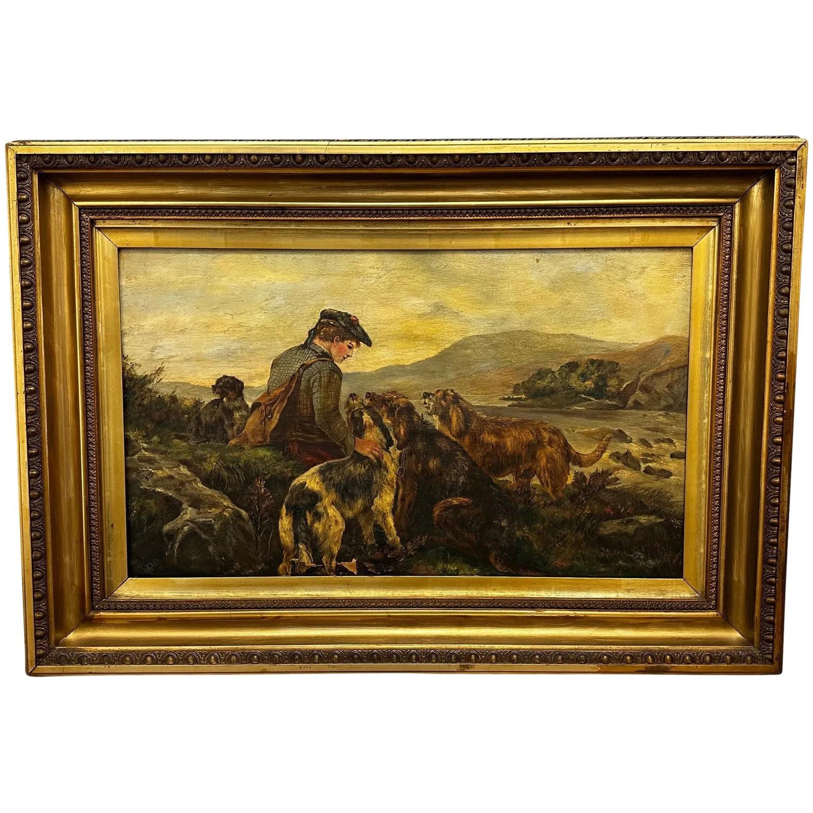 Antique Scottish Oil Painting Hunting Ghillie & 4 Lurcher Dogs Highland Moors (1 of 63) Antique Scottish Oil Painting Hunting Ghillie & 4 Lurcher Dogs Highland Moors (1 of 63)