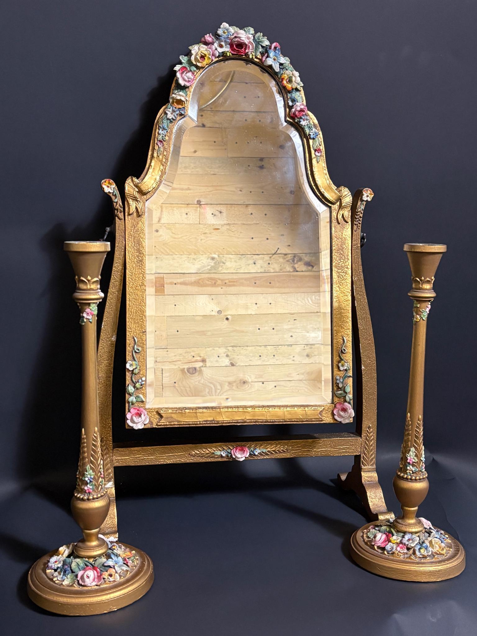 Barbola Swing Mirror & Candlesticks c.1930 (1 of 4) Barbola Swing Mirror & Candlesticks c.1930 (1 of 4)