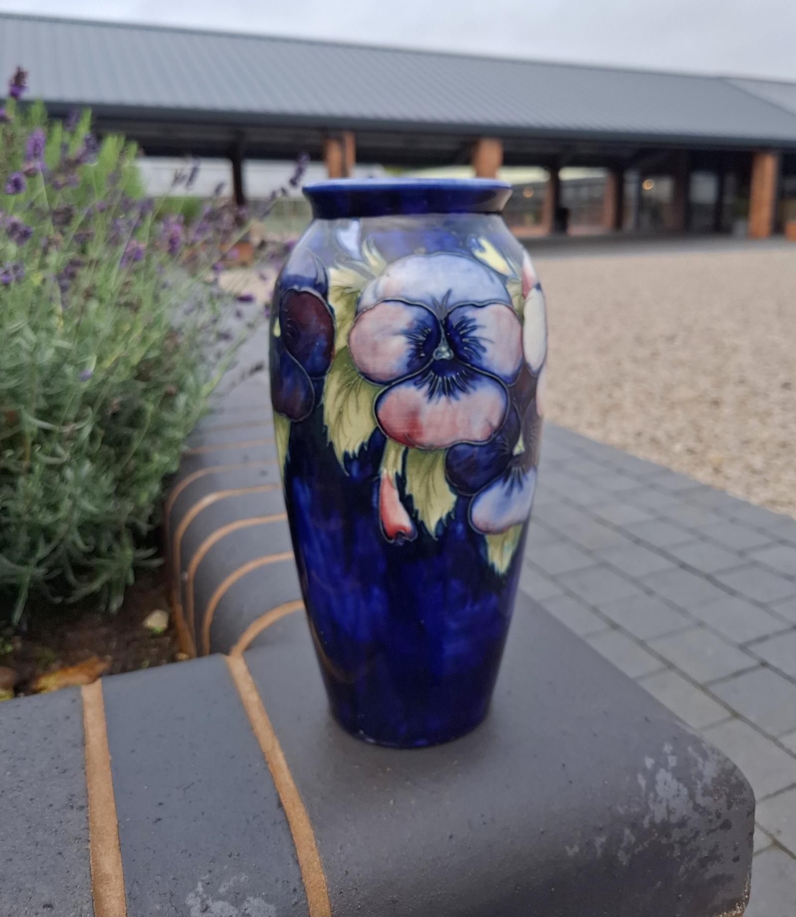 Earthenware Vase by Moorcroft "Pansy" Pattern (1 of 3)