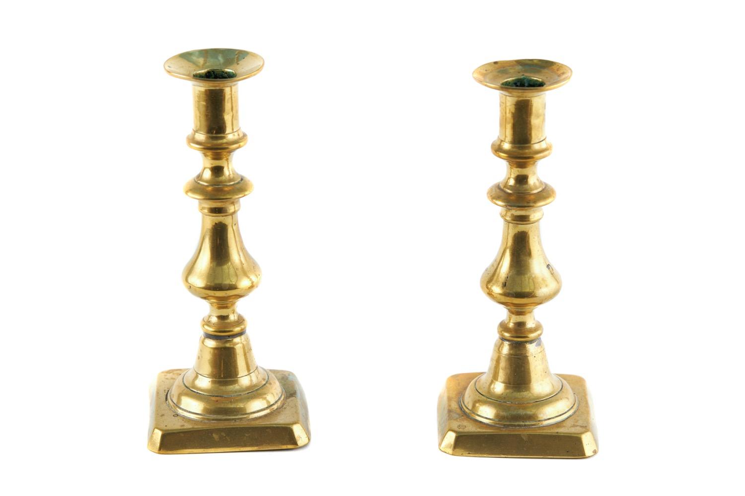 Pair of Antique Brass Candlesticks (1 of 4)