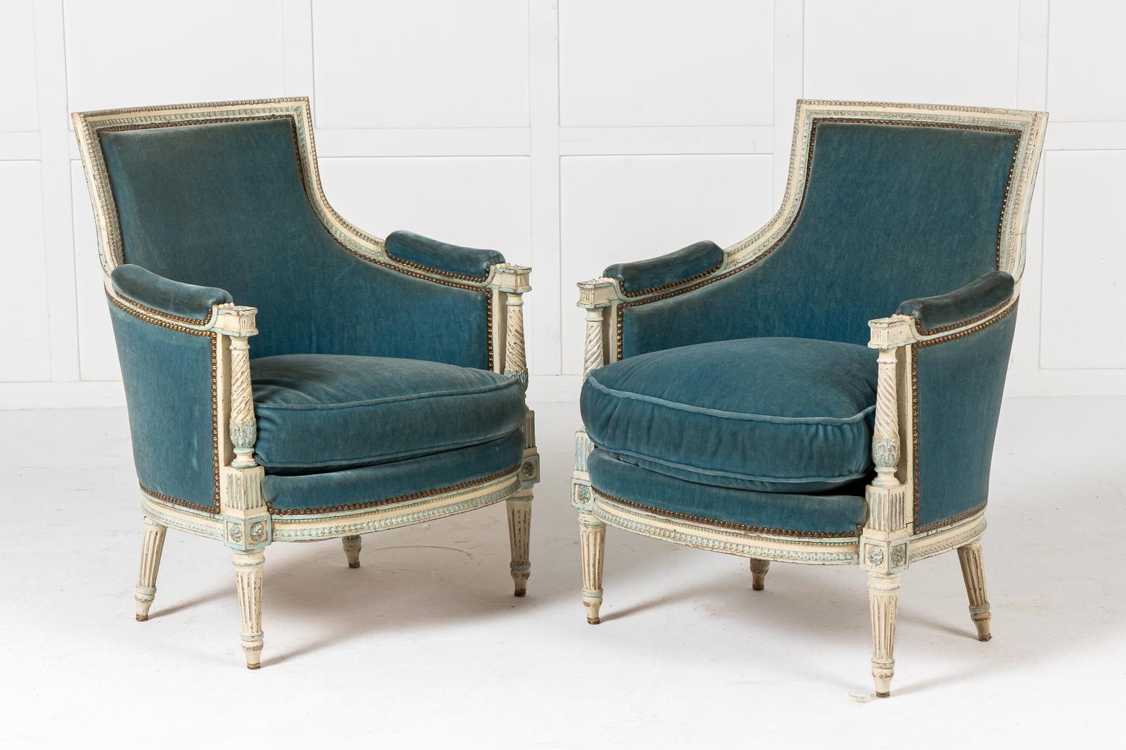 Pair of 19th Century French Painted Armchairs (1 of 1)