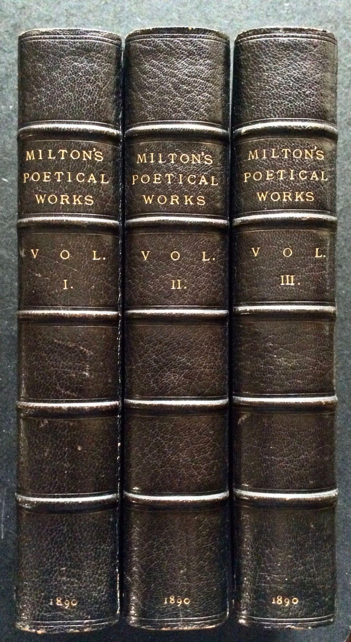 1890 The Poetical Works of John Milton.  Complete in Three Fine Full Leather Bindings (1 of 5)