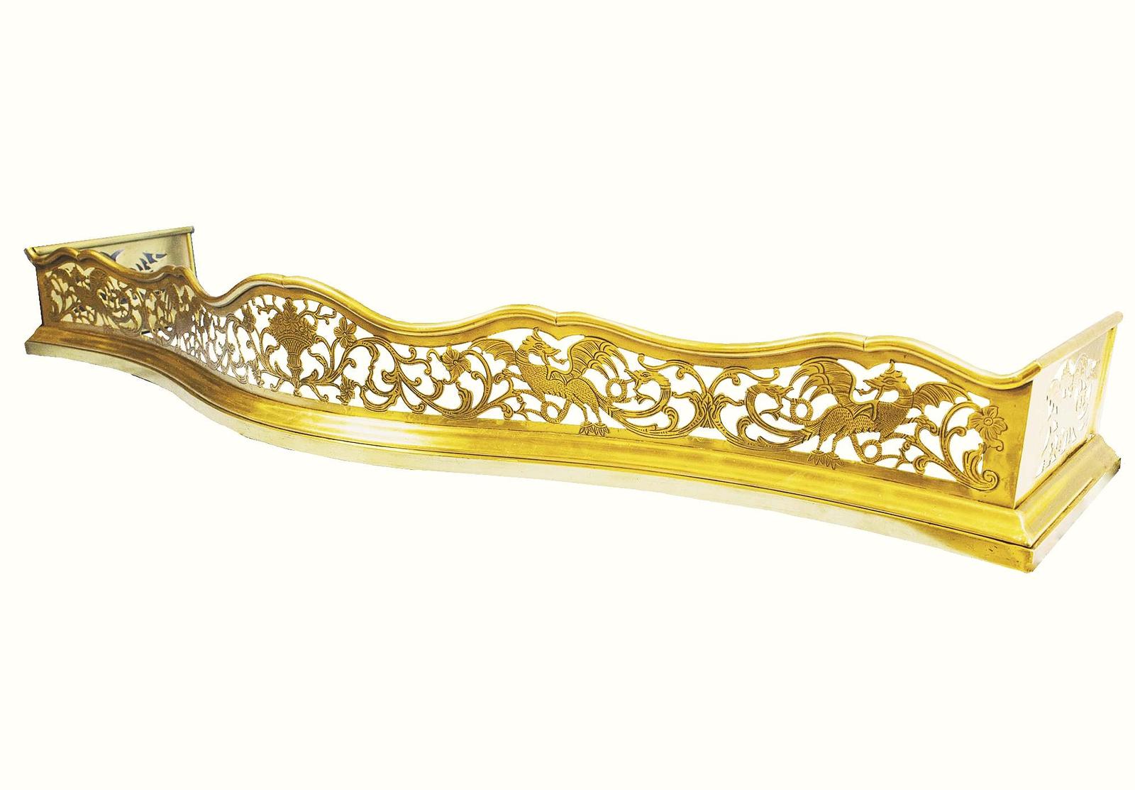 Long Antique Brass Fender / Serpentine Fire Curb (1 of 6)