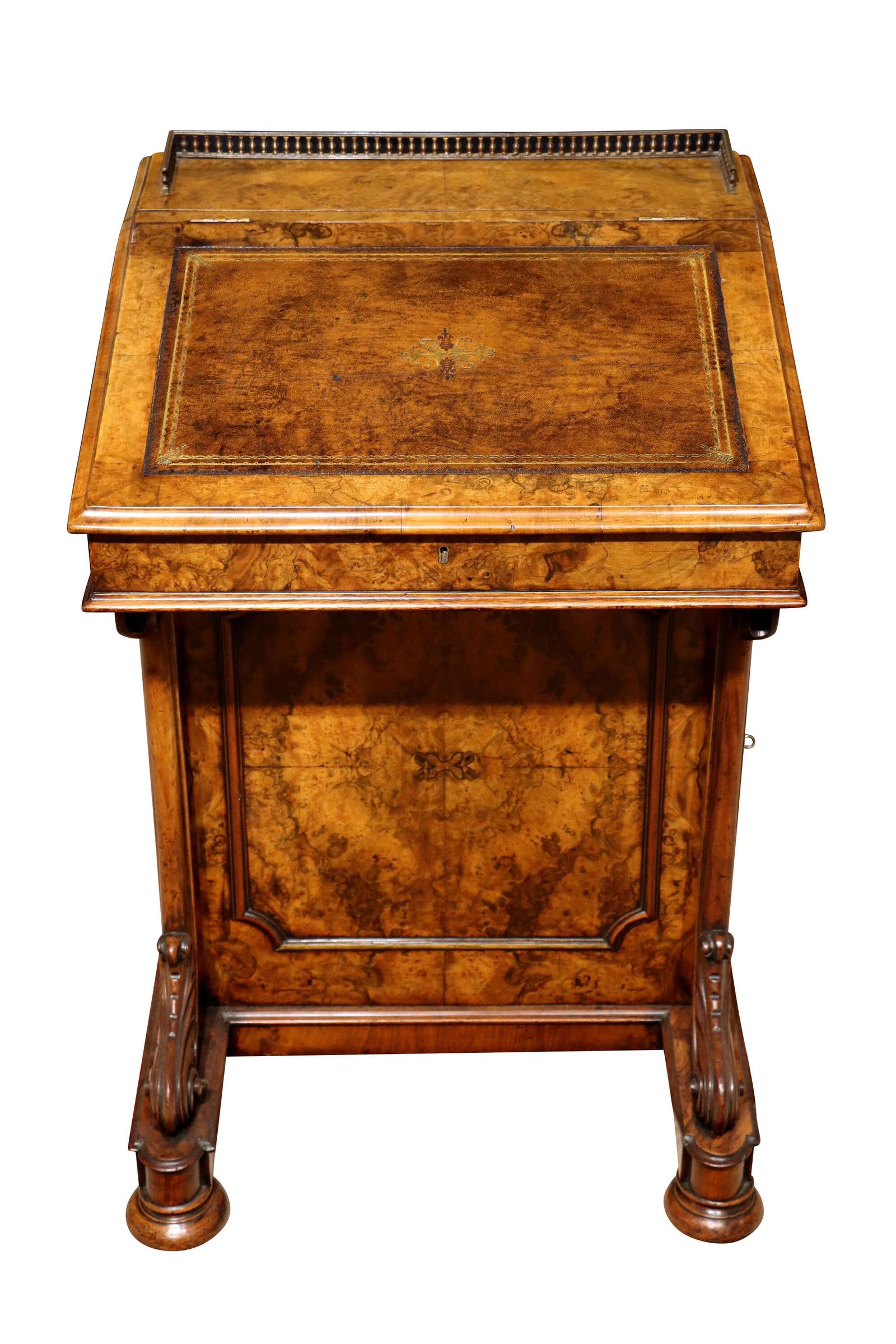 Mid-19th Century Burr Walnut Davenport Desk with Satinwood Interior, Circa 1860 (1 of 8) Mid-19th Century Burr Walnut Davenport Desk with Satinwood Interior, Circa 1860 (1 of 8)