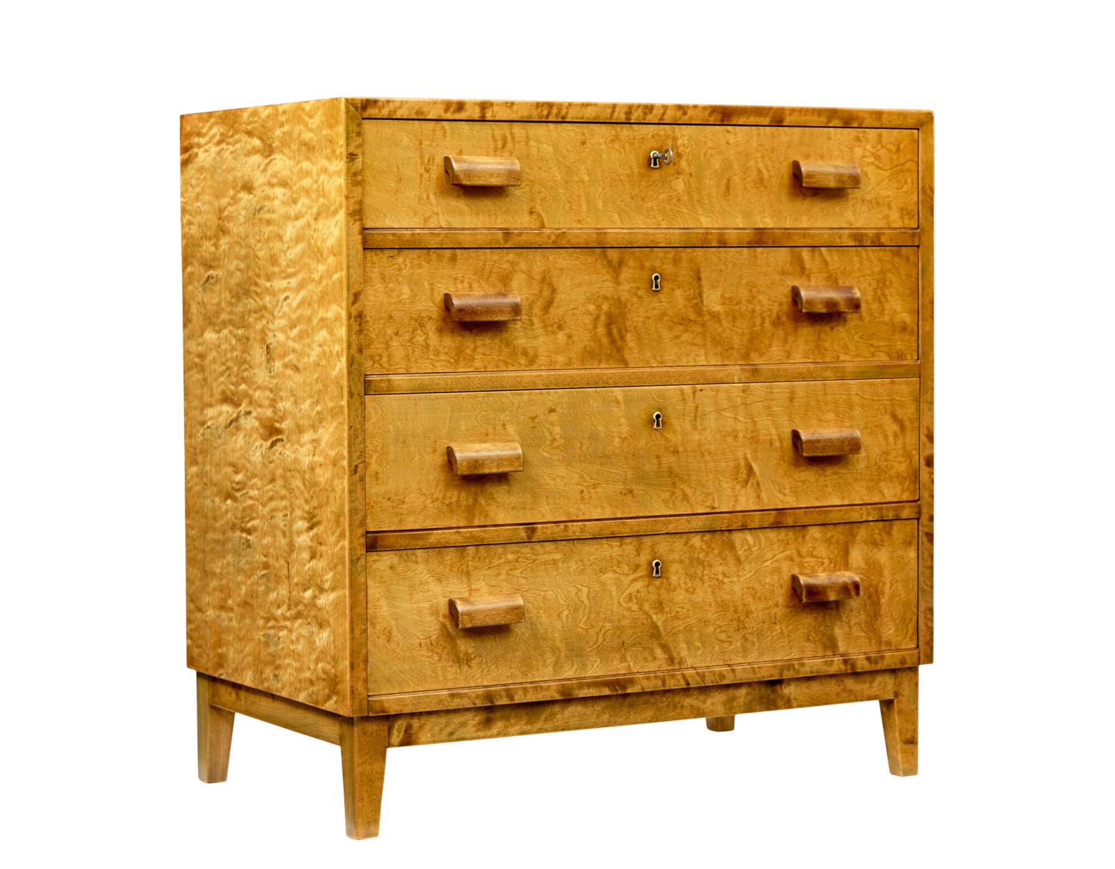 Art Deco Swedish Chest of Drawers In Birch (1 of 9) Art Deco Swedish Chest of Drawers In Birch (1 of 9)