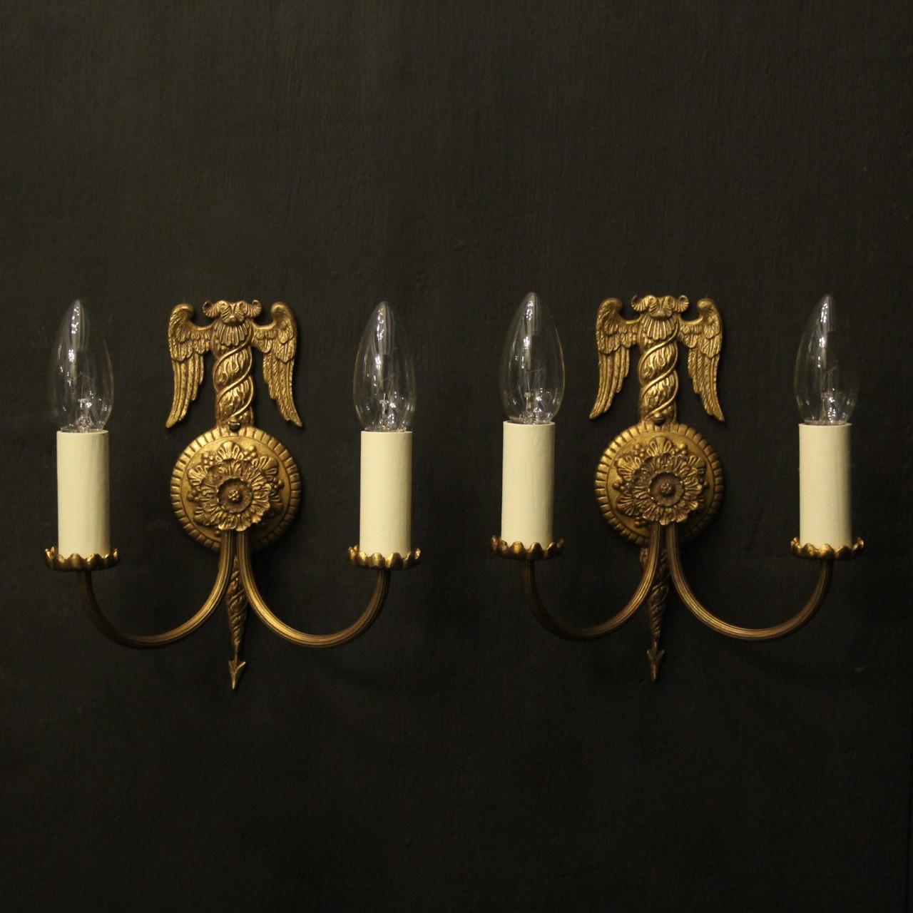 French Pair of Gilded Empire Antique Wall Lights (1 of 10)