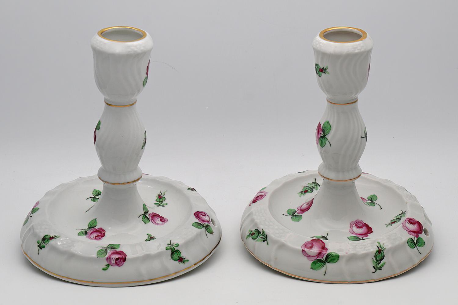 Pair of Pretty Herend Candlesticks (1 of 2)