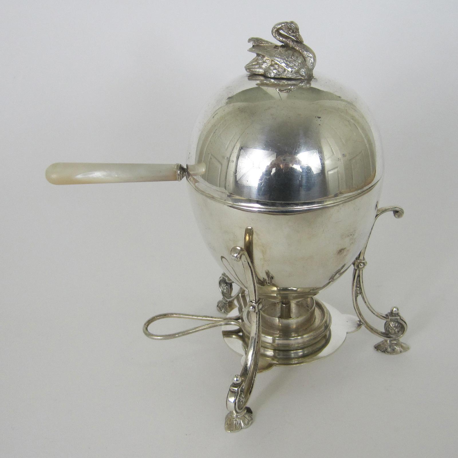 Late Victorian Egg Coddler or Boiler with Pull Off Domed Lid and Swan Finial (1 of 6) Late Victorian Egg Coddler or Boiler with Pull Off Domed Lid and Swan Finial (1 of 6)
