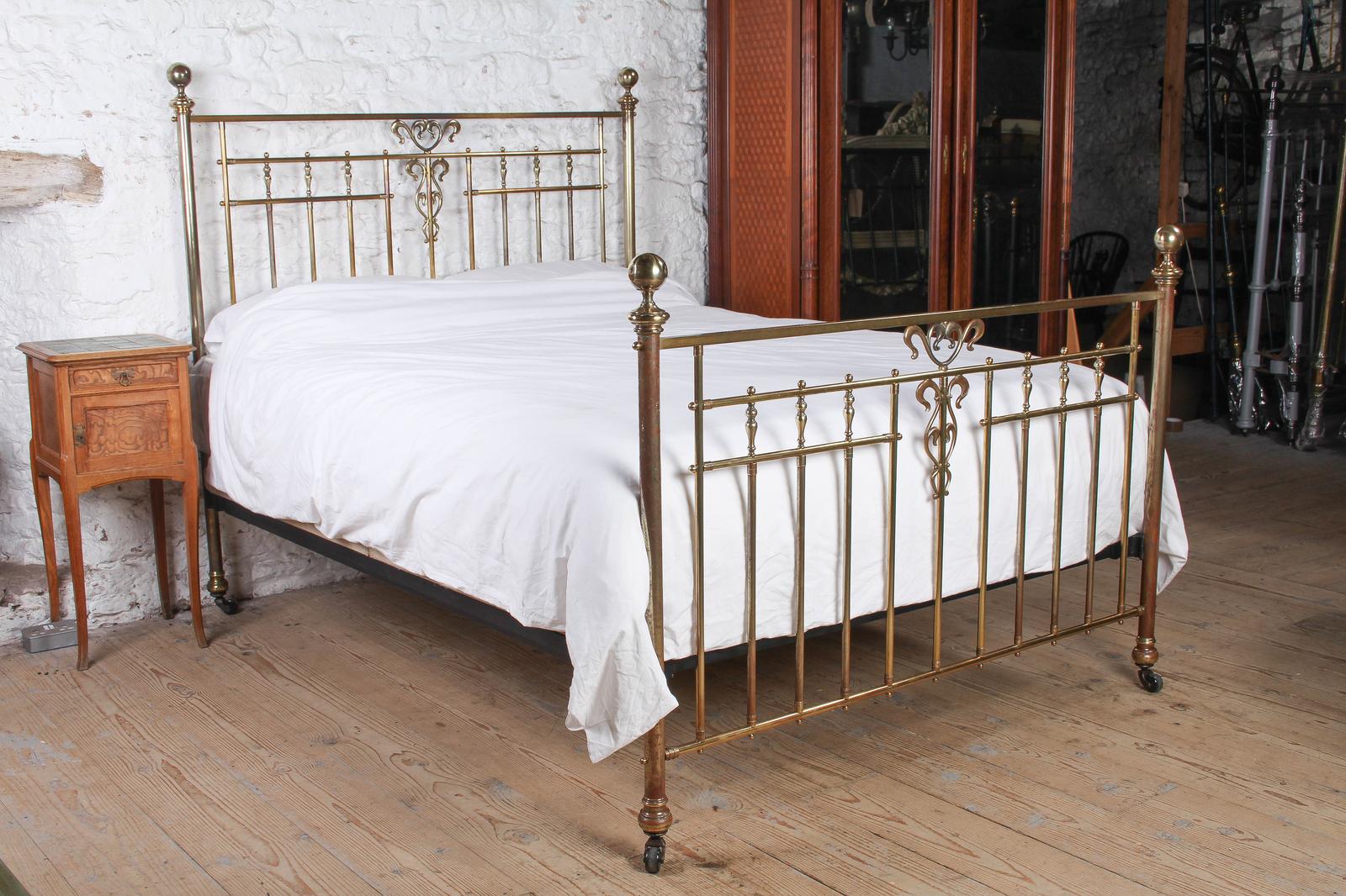 Very Nice Art Nouveau All Brass King Size Bed (1 of 7)