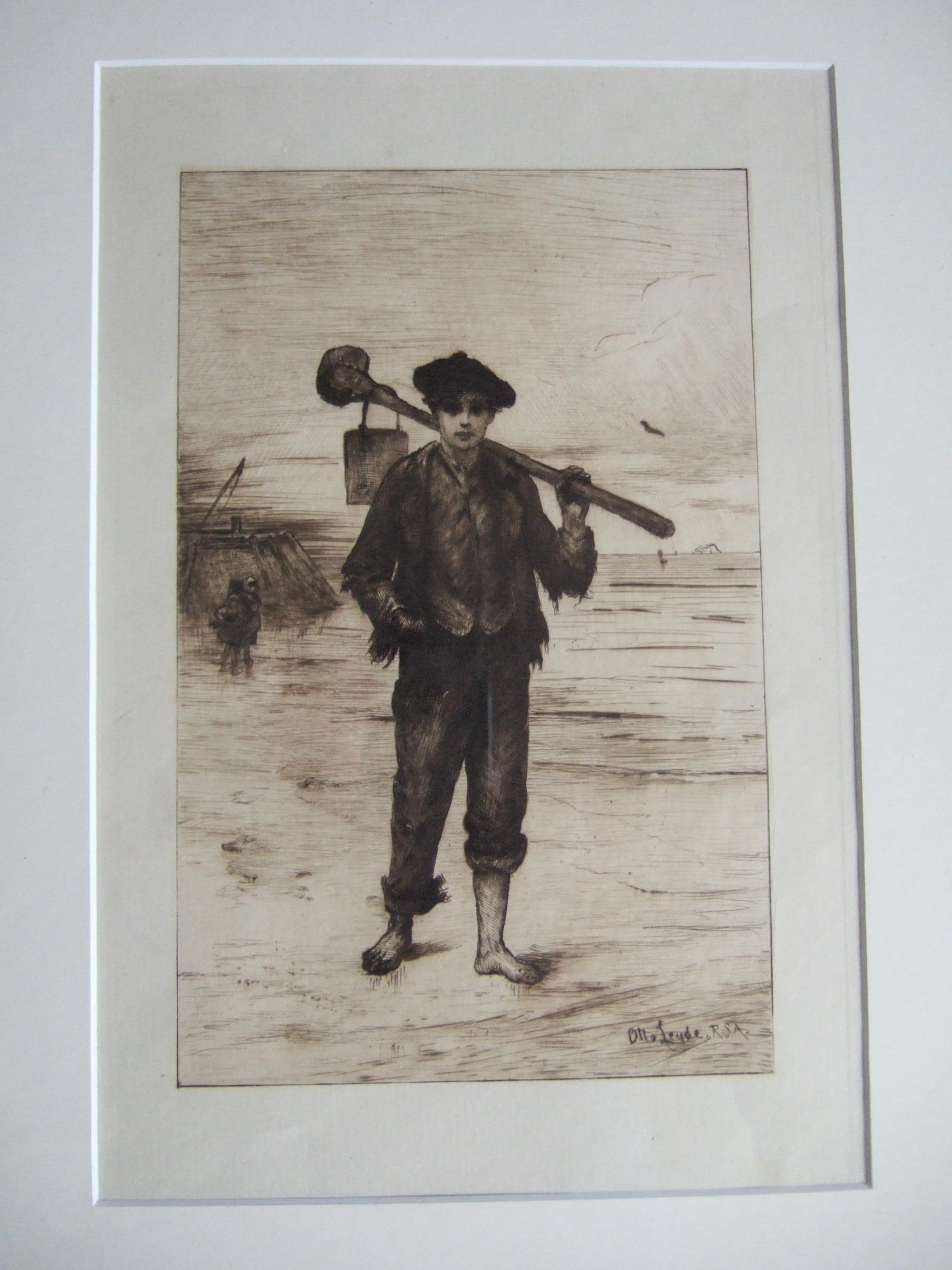 Otto Theodore Leyde 'RSA 1835-1897' Etching of Boy Digging for Shellfish on a Beach (1 of 4) Otto Theodore Leyde 'RSA 1835-1897' Etching of Boy Digging for Shellfish on a Beach (1 of 4)