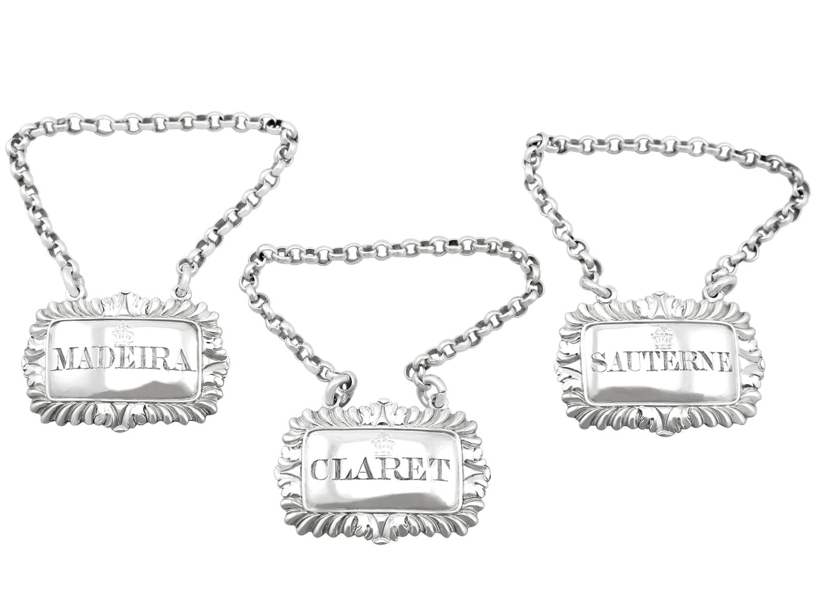 Antique George III Sterling Silver Decanter / Wine Bottle Labels 1817 (1 of 9)