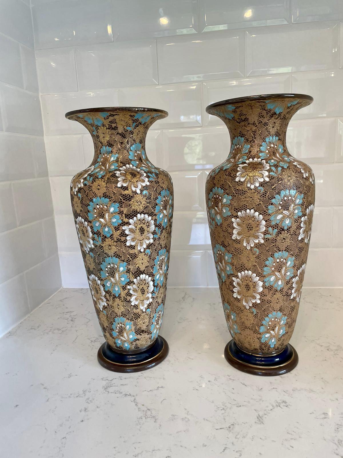 Large Pair of Antique Victorian Lambeth Doulton Vases (1 of 11) Large Pair of Antique Victorian Lambeth Doulton Vases (1 of 11)