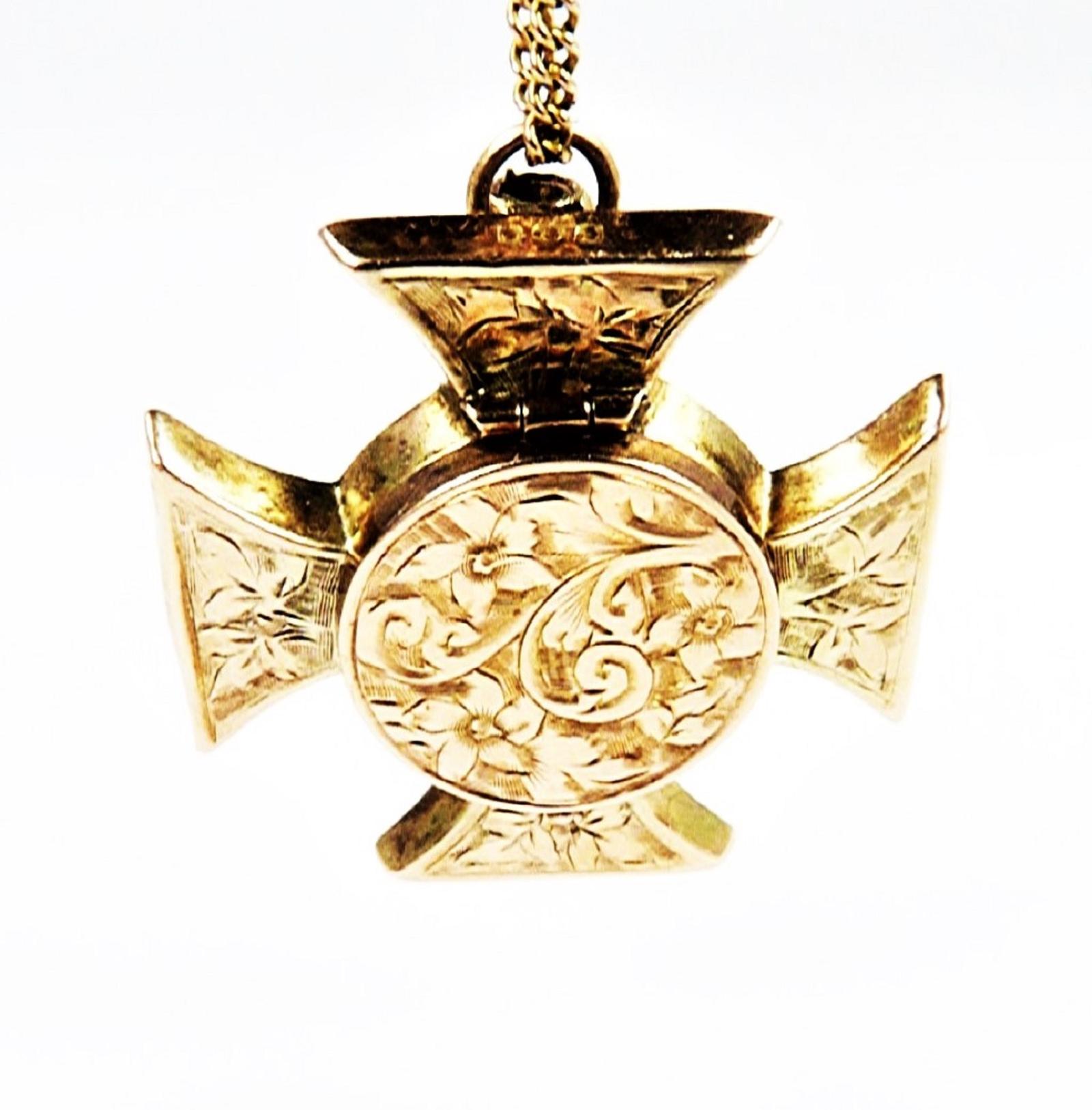 Rare Solid Gold Edwardian Locket Necklace (1 of 9)