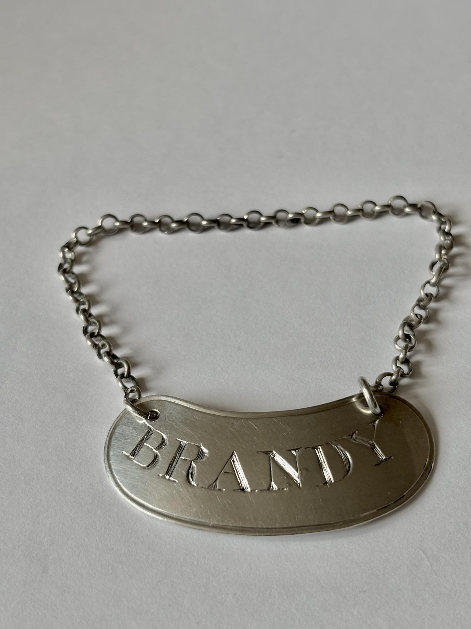 Georgian Silver BRANDY Decanter Wine Bottle Label Thomas James London 1806 (1 of 4)