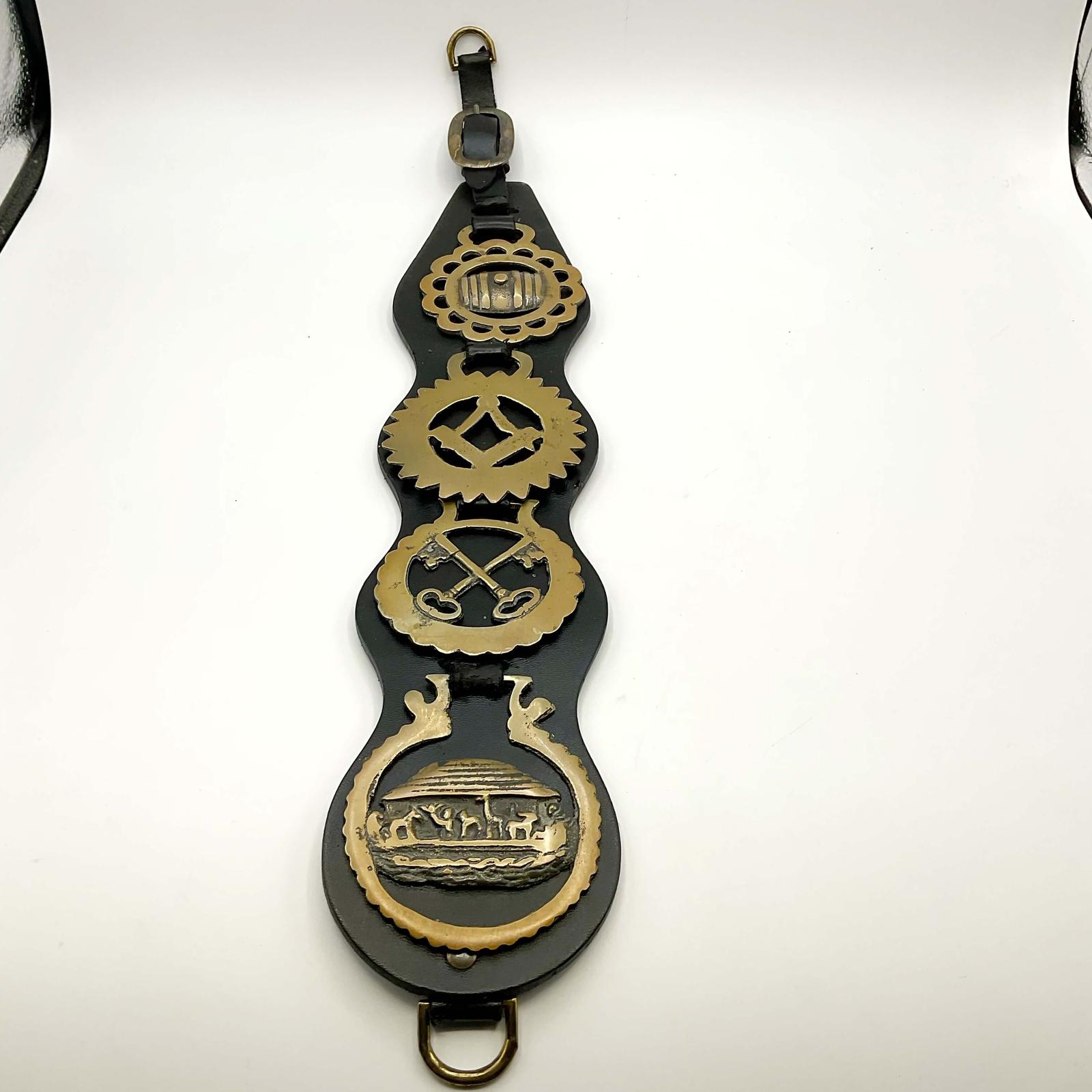 Antique Horse Brasses on Leather (1 of 10) Antique Horse Brasses on Leather (1 of 10)