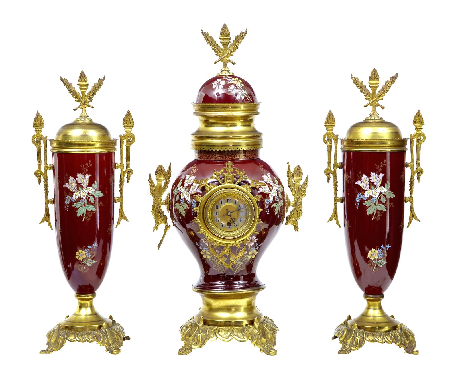 19th Century French Decorative Toleware Garniture Set (1 of 9)
