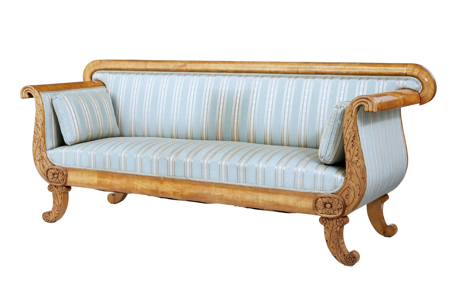 19th Century Swedish Carved Birch Sofa (1 of 10)