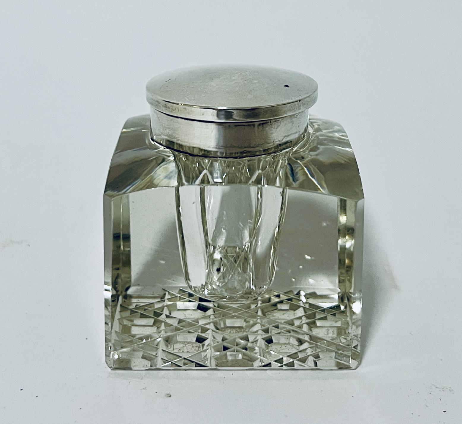 Edwardian Silver Topped Inkwell (1 of 9) Edwardian Silver Topped Inkwell (1 of 9)
