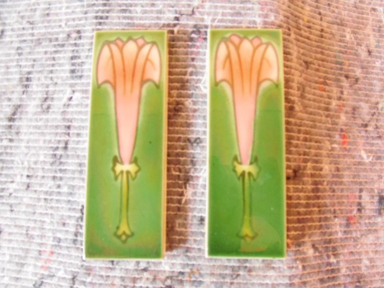 Pair of Arts & Crafts Tube Lined Tiles (1 of 9)