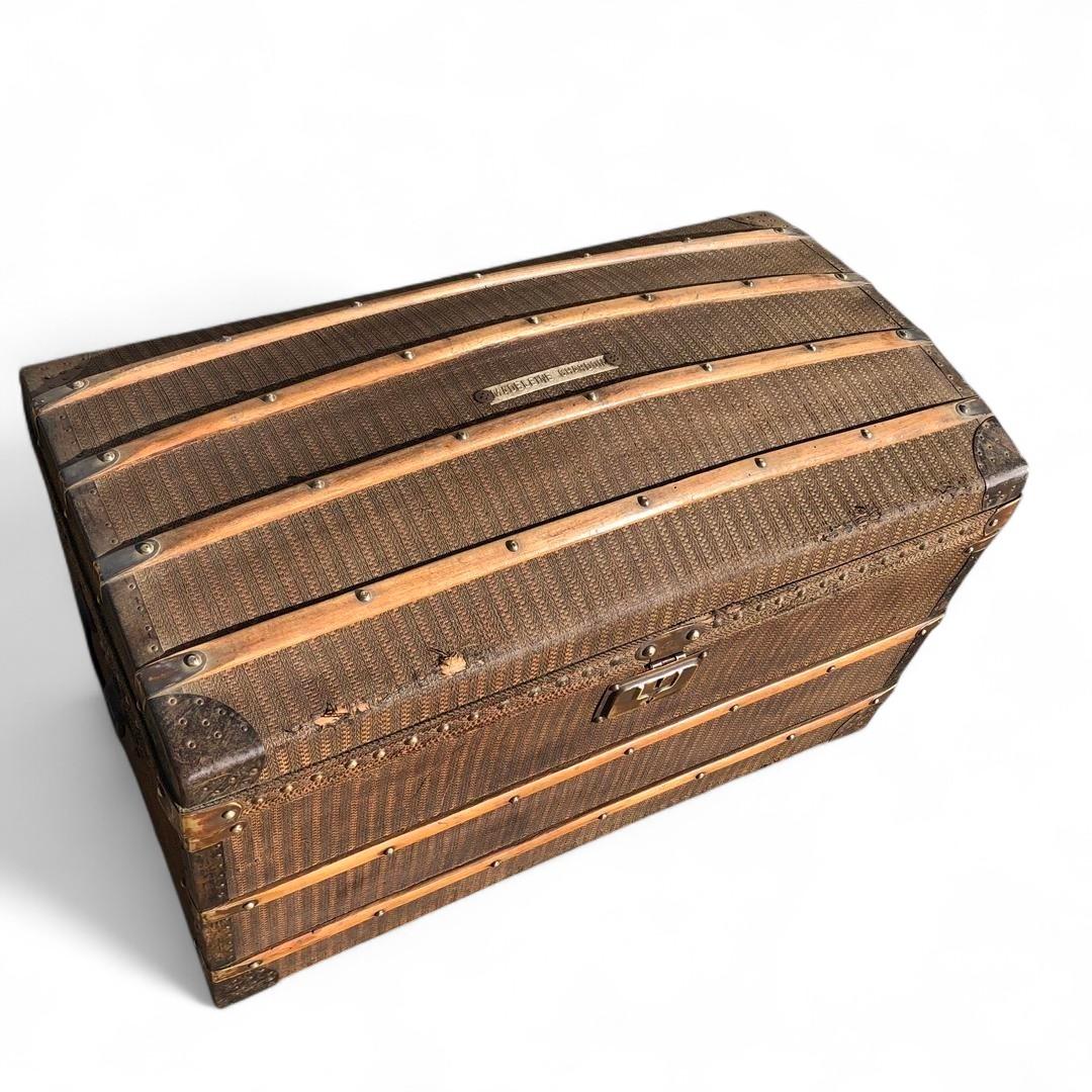 Antique French Little Travel Steamer Trunk 1920s (1 of 13)