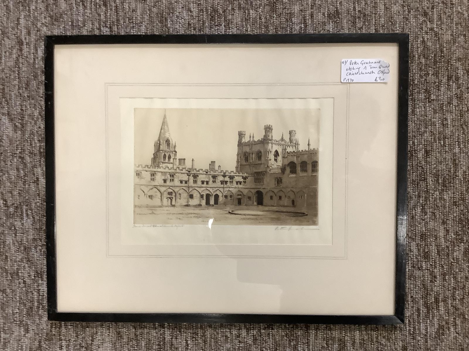 Peter Grahame: Etching of Tom Quad, Christchurch, Oxford (1 of 6) Peter Grahame: Etching of Tom Quad, Christchurch, Oxford (1 of 6)