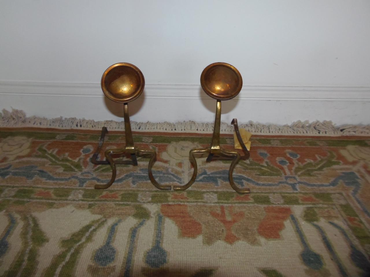 A Pair of Arts and Crafts Brass Fire Dogs (1 of 7) A Pair of Arts and Crafts Brass Fire Dogs (1 of 7)