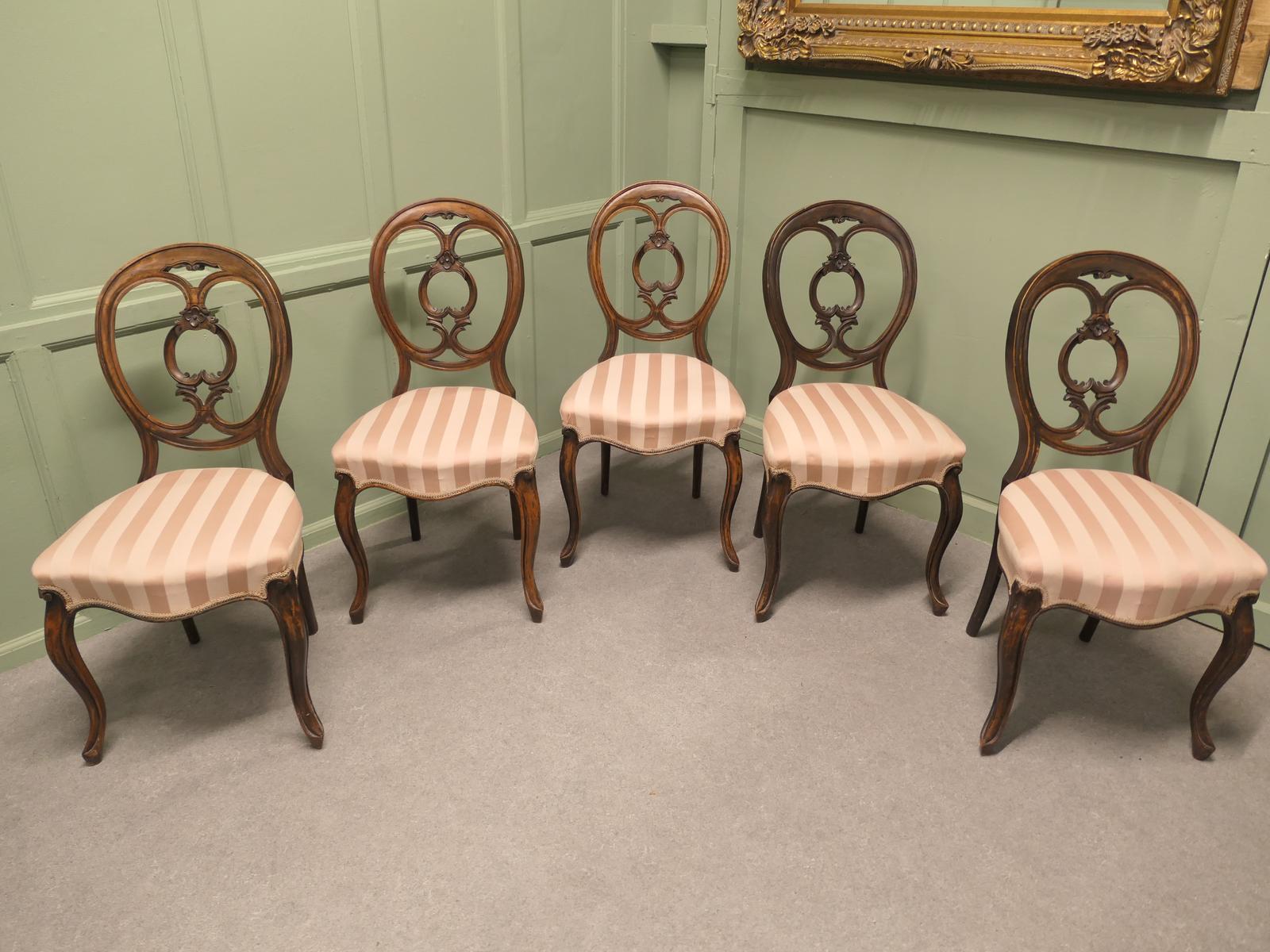 Set of 5 Victorian Balloon Back Dining Chairs (1 of 6) Set of 5 Victorian Balloon Back Dining Chairs (1 of 6)