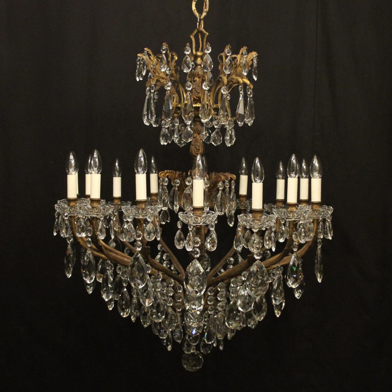 French Large Gilded 16 Light Antique Chandelier (1 of 10)