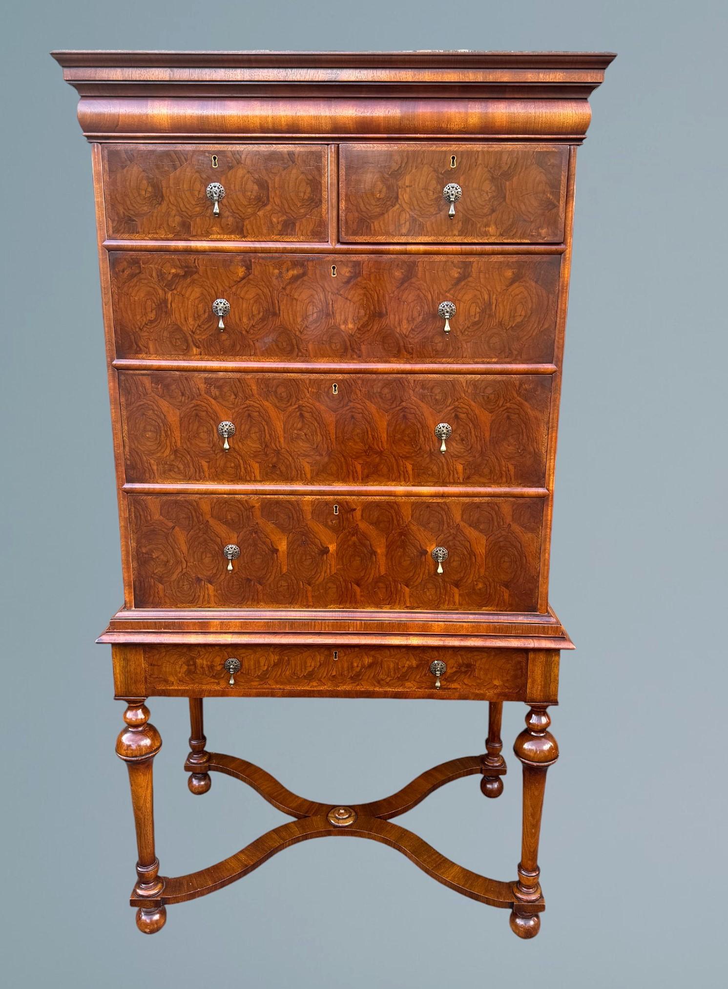 William & Mary Style Oyster Walnut Chest on Stand (1 of 15)