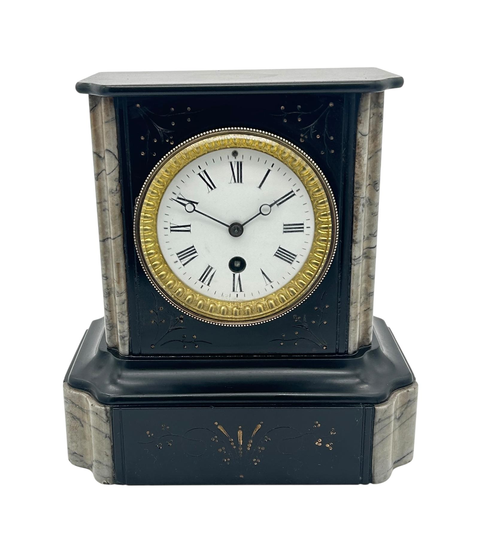 Lovely Timepiece Slate & Marble Mantel Clock ca.1870 (1 of 8)