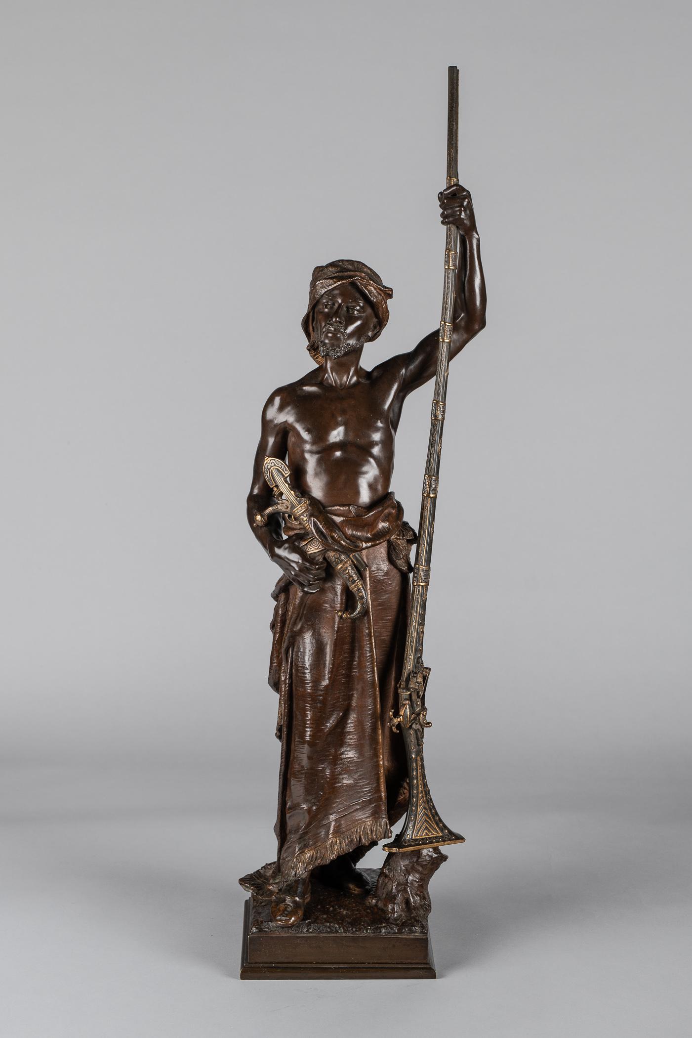 Magnificent 19th Century French Bronze Sculpture of Arabian Sentinel, Signed J.Angles (1 of 19)