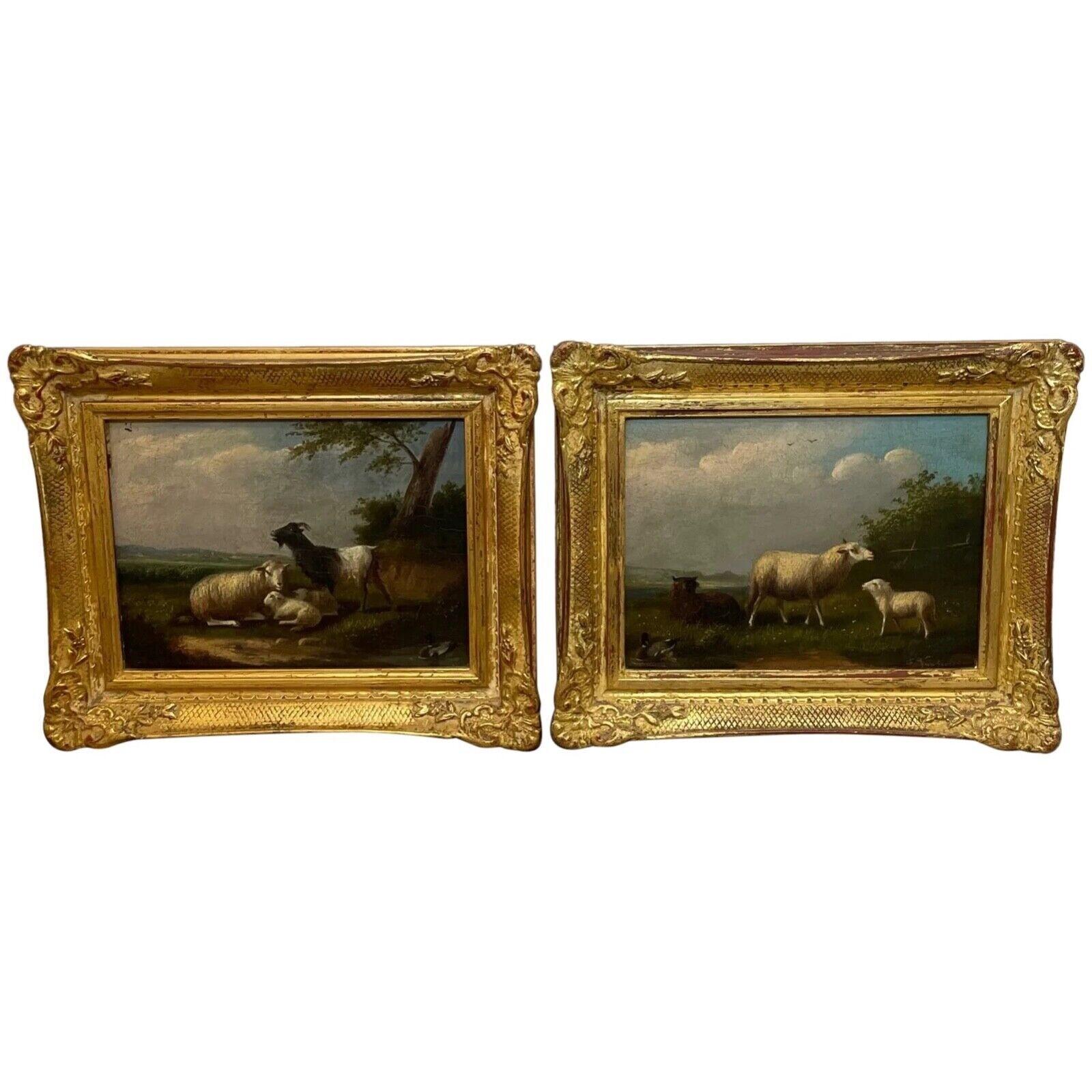 Pair of 19th Century Belgian Animal Paintings by Franz Van Severdonck (1809–1889) Oil on Panel Pastoral Scenes with Sheep and Livestock (1 of 19) Pair of 19th Century Belgian Animal Paintings by Franz Van Severdonck (1809–1889) Oil on Panel Pastoral Scenes with Sheep and Livestock (1 of 19)