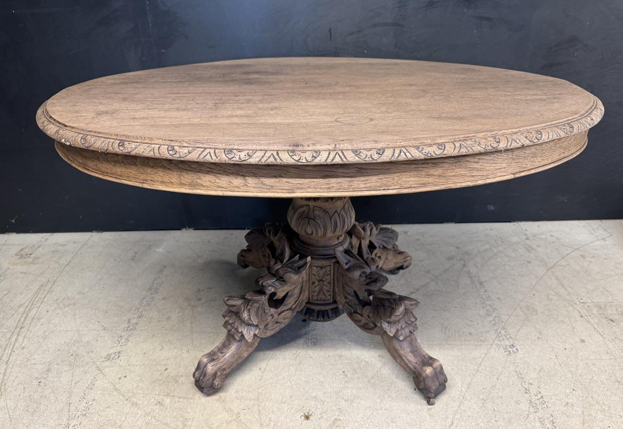 French Bleached Carved Oak Hunting Table (1 of 11) French Bleached Carved Oak Hunting Table (1 of 11)