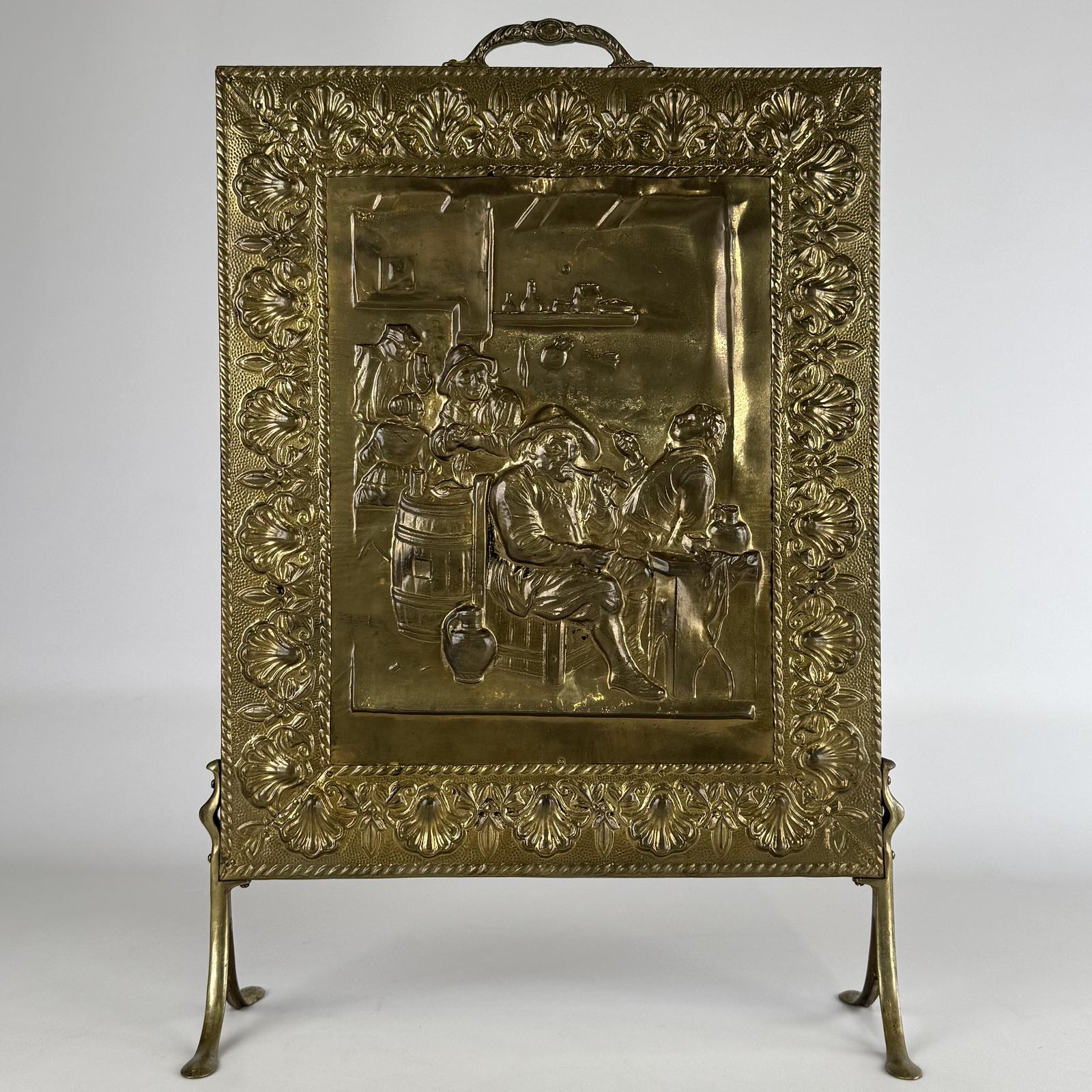 Antique 19th Century Decorative Brass Fire Screen (1 of 10)