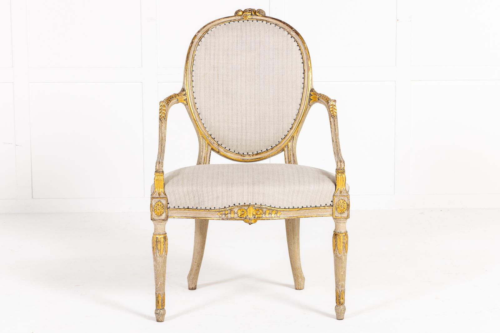 Rare Late 18th Century English Painted & Parcel Gilt Armchair (1 of 14)