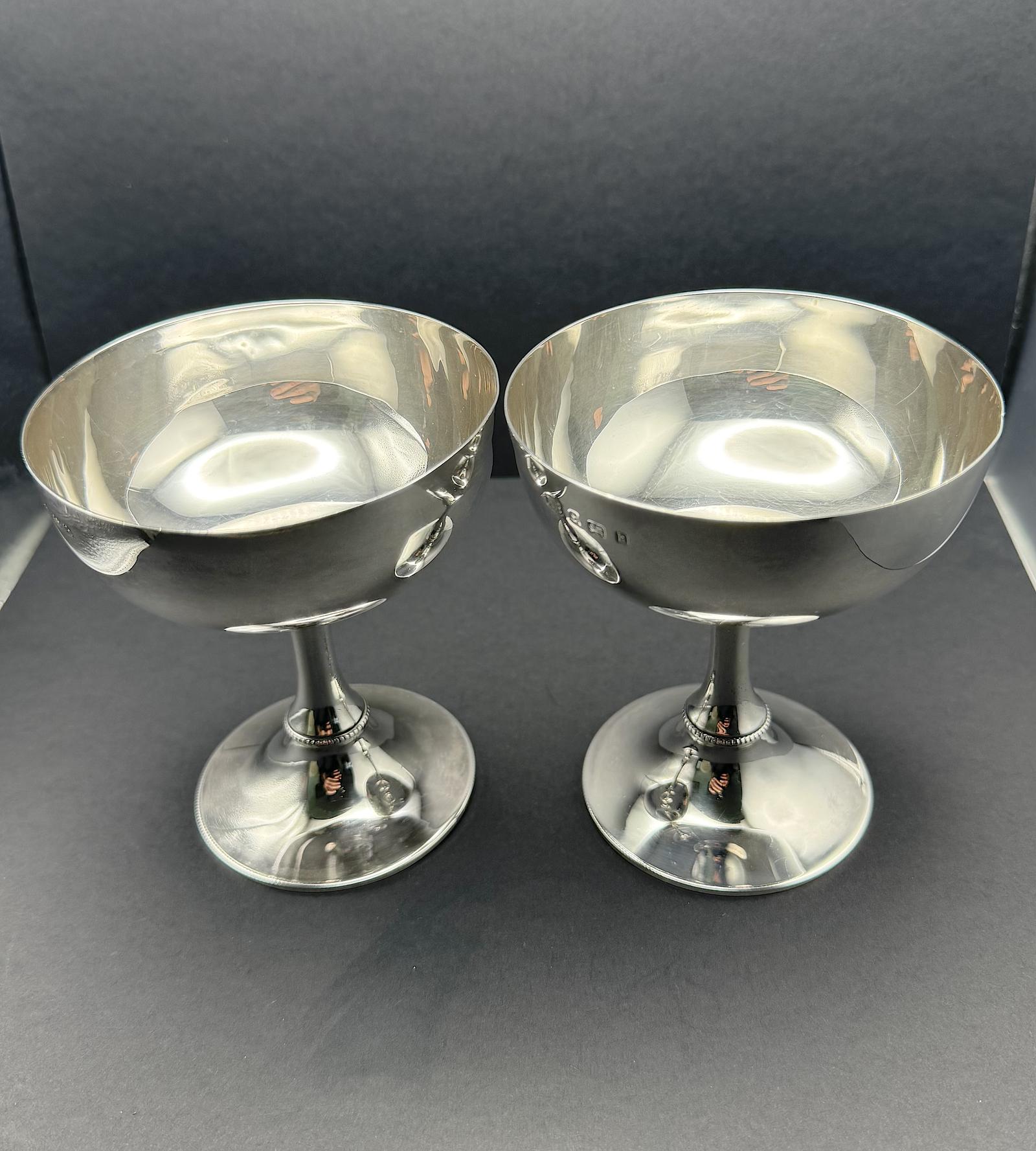 Pair of Edwardian Silver Champagne Coupes Birmingham 1901 (1 of 4)