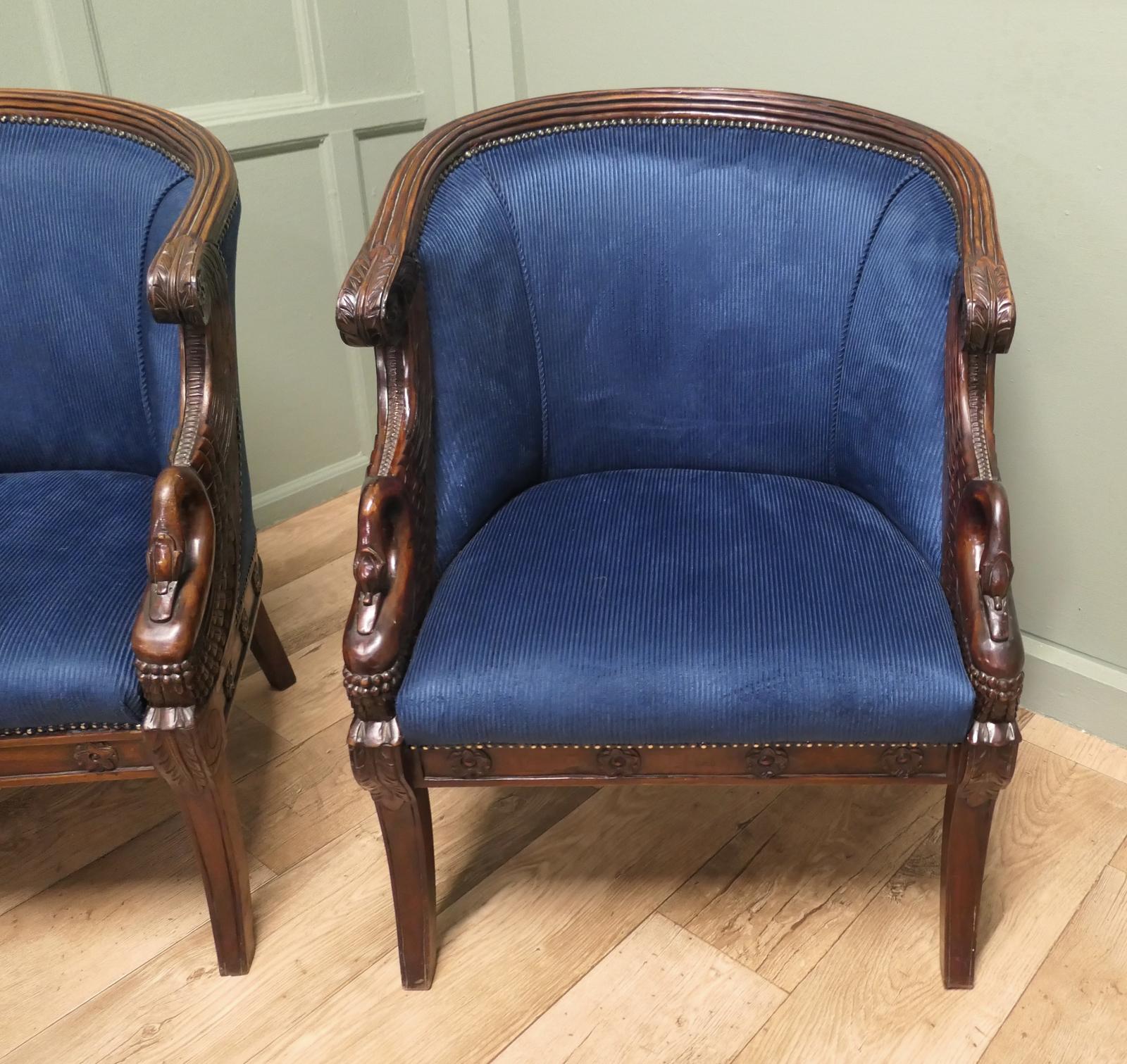 A Pair of Victorian Upholstered Tub Chairs with Swans (1 of 7) A Pair of Victorian Upholstered Tub Chairs with Swans (1 of 7)