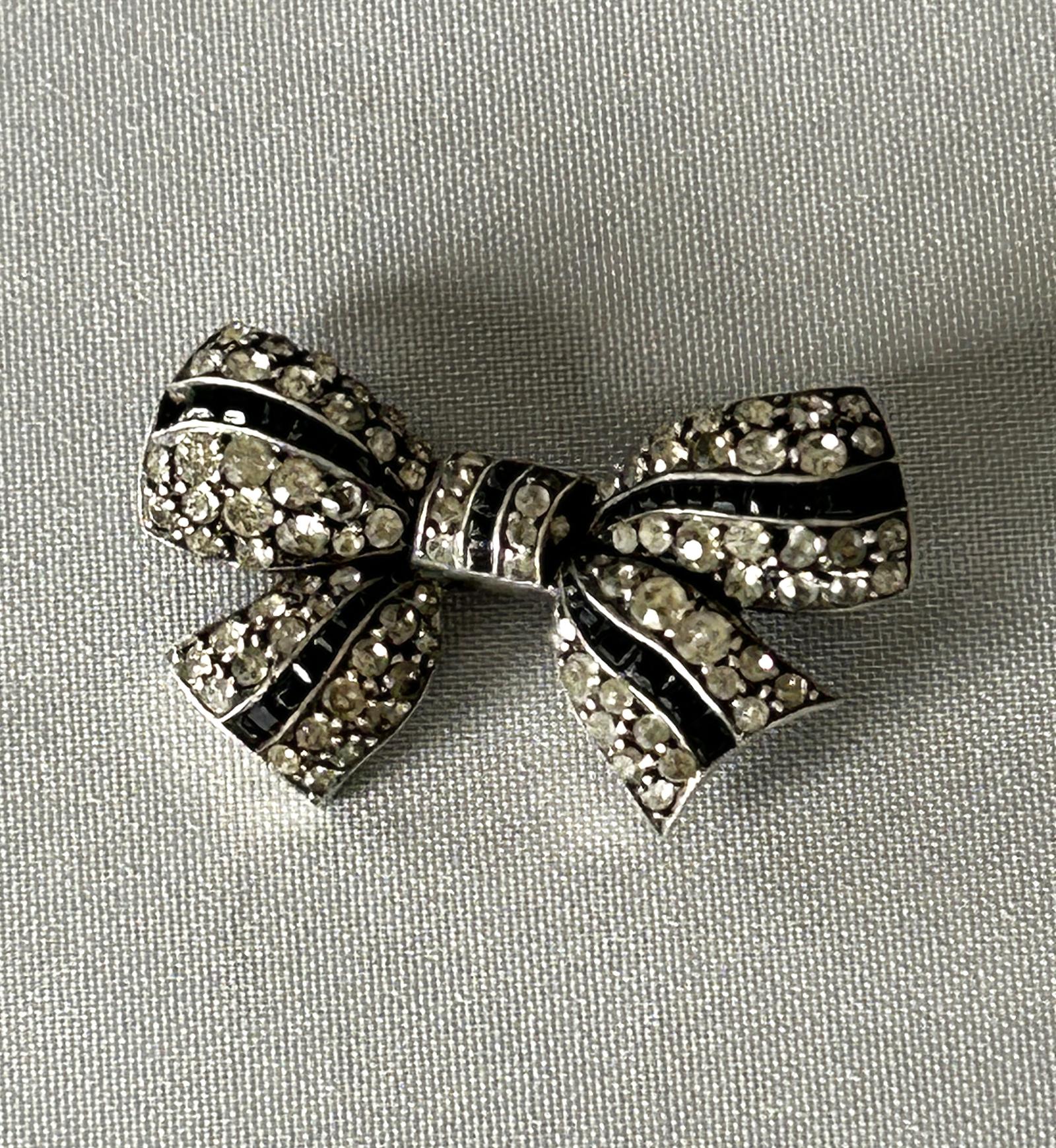 Art Deco Silver & Paste Diamond Bow Brooch (1 of 7) Art Deco Silver & Paste Diamond Bow Brooch (1 of 7)